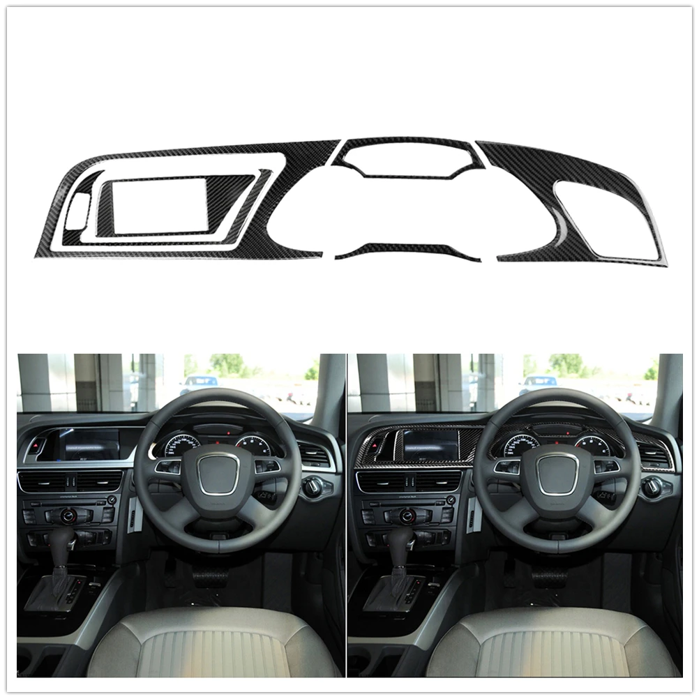 

Carbon Fiber Front Center Console Dash Board Frame Instrument Panel Dashboard Sticker Cover For Audi A4 2009-2010 A4L 2009-2012
