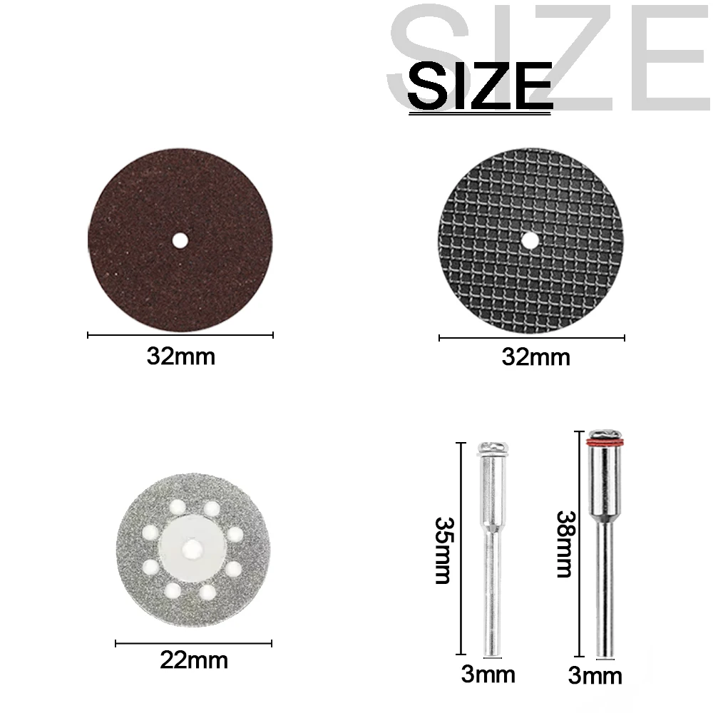 60pcs/set Diamond Cutting Discs Twin-Wire Cutting Disc Resin Cutting Disc With 3mm Mandrel Mini Drill Rotary Tool Accessories