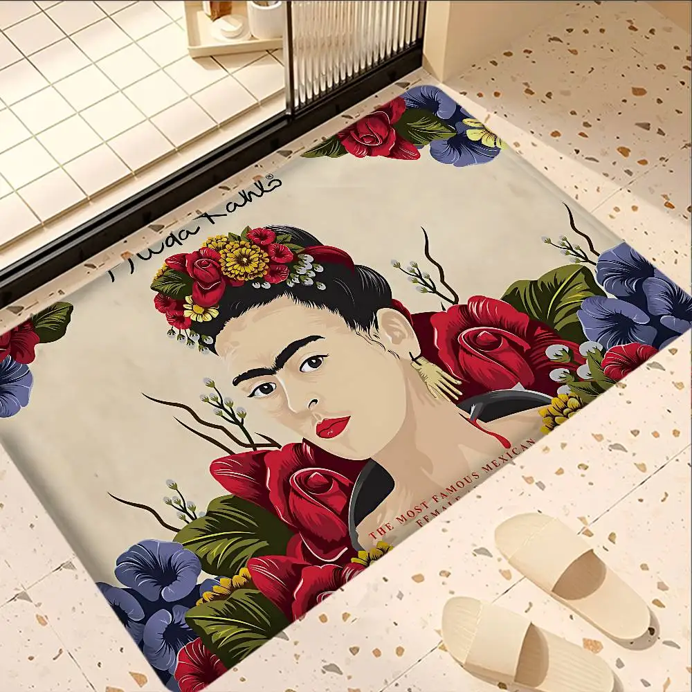 F-Frida K-Kahlo Art Entrance Door Mat Washable Non-Slip Living Room Sofa Chairs Area Mat Kitchen Welcome Doormat