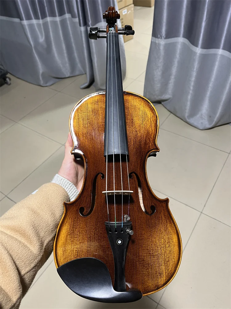 ACTUAL PHOTO Beautiful Flamed Solid One-Piece Back Hand Crafted Cкрипка 4/4 كمان  Fiddle Free Violin Case Bow violin accessories