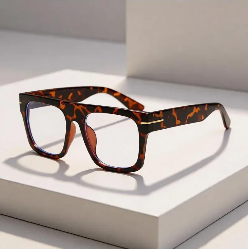 Luxuriöse Marken-Design-Lesebrille mit großem Rahmen und quadratischer Form für Männer und Frauen, klassische Business-Lesebrille mit Blaulichtfilter HS – Detail 4