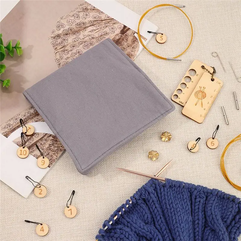 مجموعة إبر الحياكة الدائرية المصنوعة من الألومنيوم، خطافات كروشيه قابلة للتبديل، مجموعة ملحقات أدوات الحياكة والغزل #6