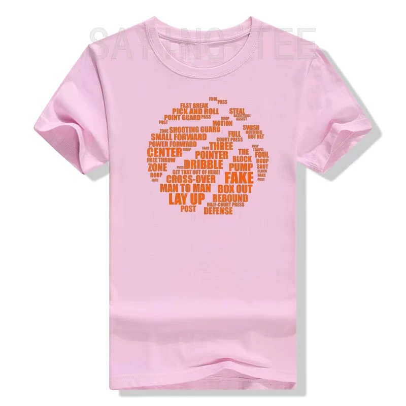 

Basketball Terms Motivational Word Cloud T-Shirt Basketball-Player Graphic Tee Tops Funny Short Sleeve Letters Printed Outfits