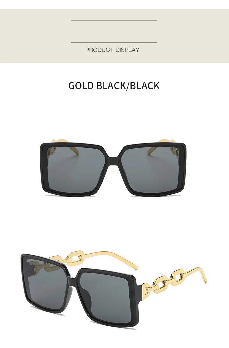 Personalisierte Hip-Hop-Ketten-Sonnenbrille, modische quadratische Brille mit großem Rahmen, trendige Sonnenbrille für Straßenfotografie 18126 – Detail 8