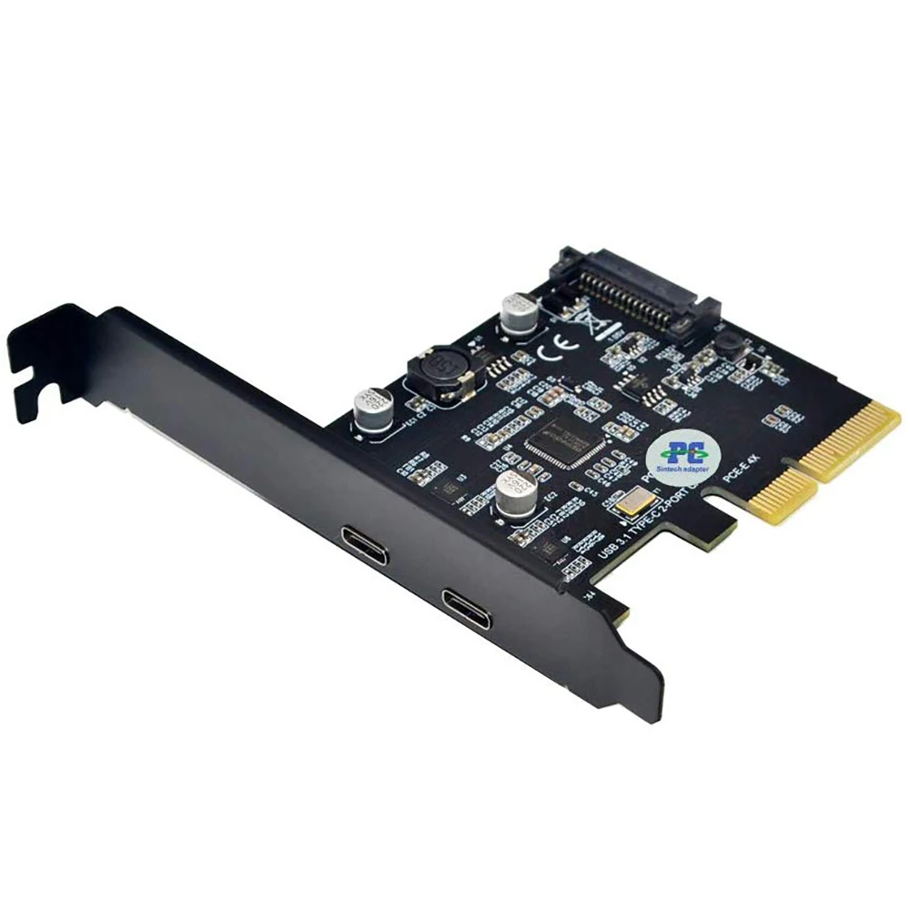 New PCI-E PCI Express 4X To USB 3.1 Gen 2 (10 Gbps) 2-Port Type C Expansion Card ASM3142 Chip 15-Pin Connector for Windows/Linux