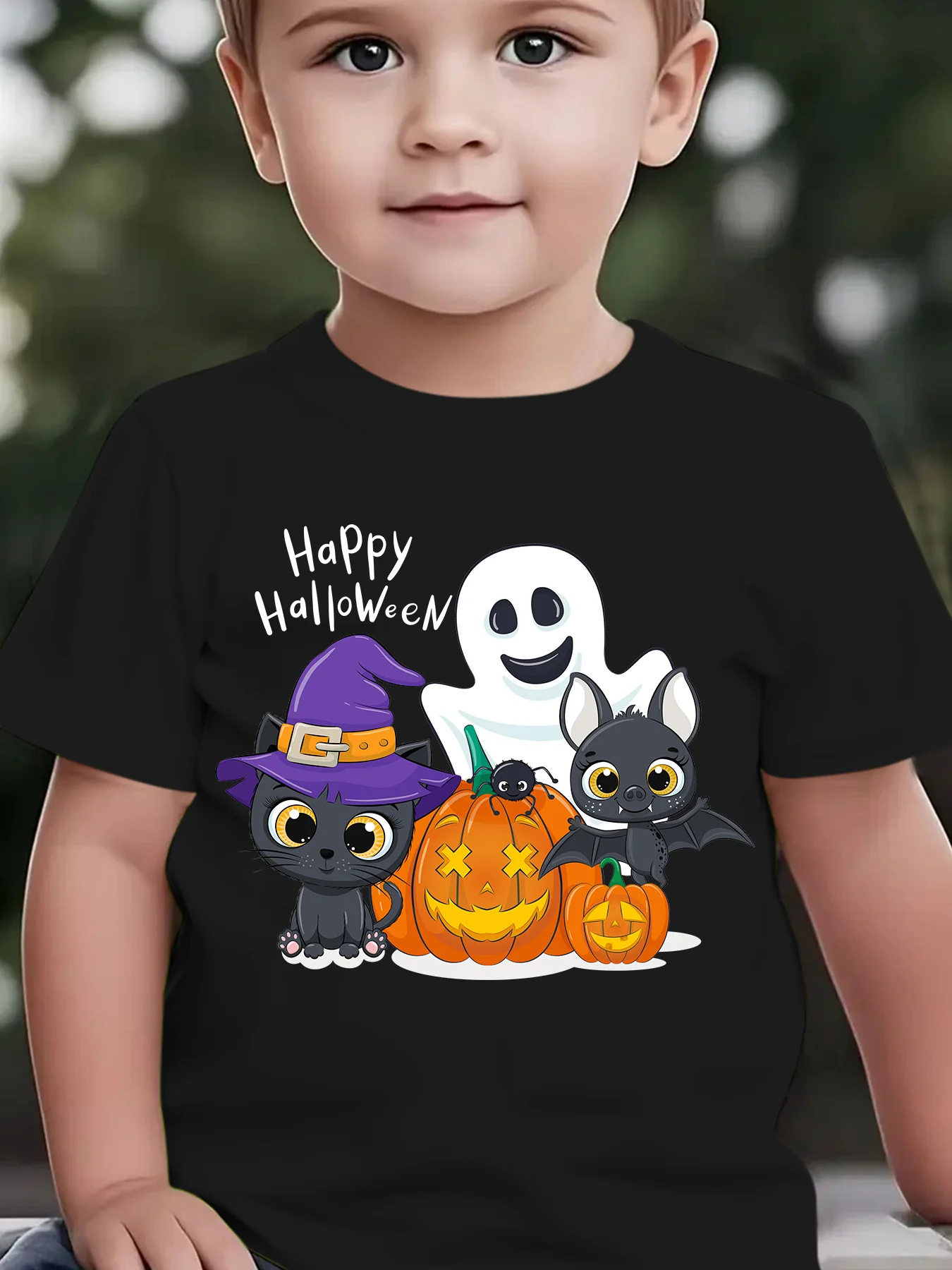 Halloween Baby Boys Girls Short Sleeve T-Shirt Cartoon Pumpkin Graphic T-Shirt Boys Clothes Halloween Party Children's Clothing