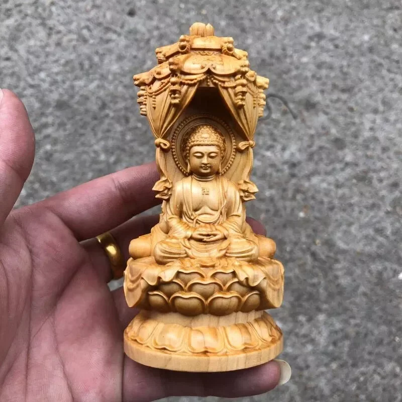 Wood Carving Figure of The Three Saints of The West Buddhist Buddha Statue