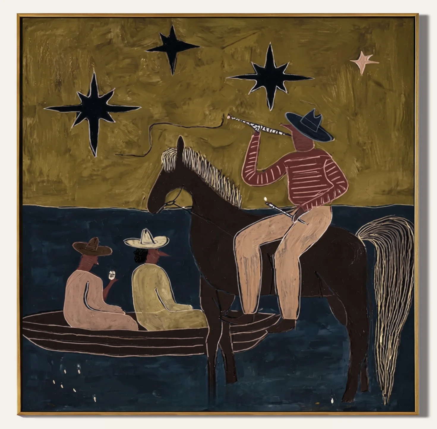 Wall Art Canvas Prints Posters Decor Retro Cowboy Starry Night Horse Boat Painting For Living Room Bedroom Home Wall Decoration