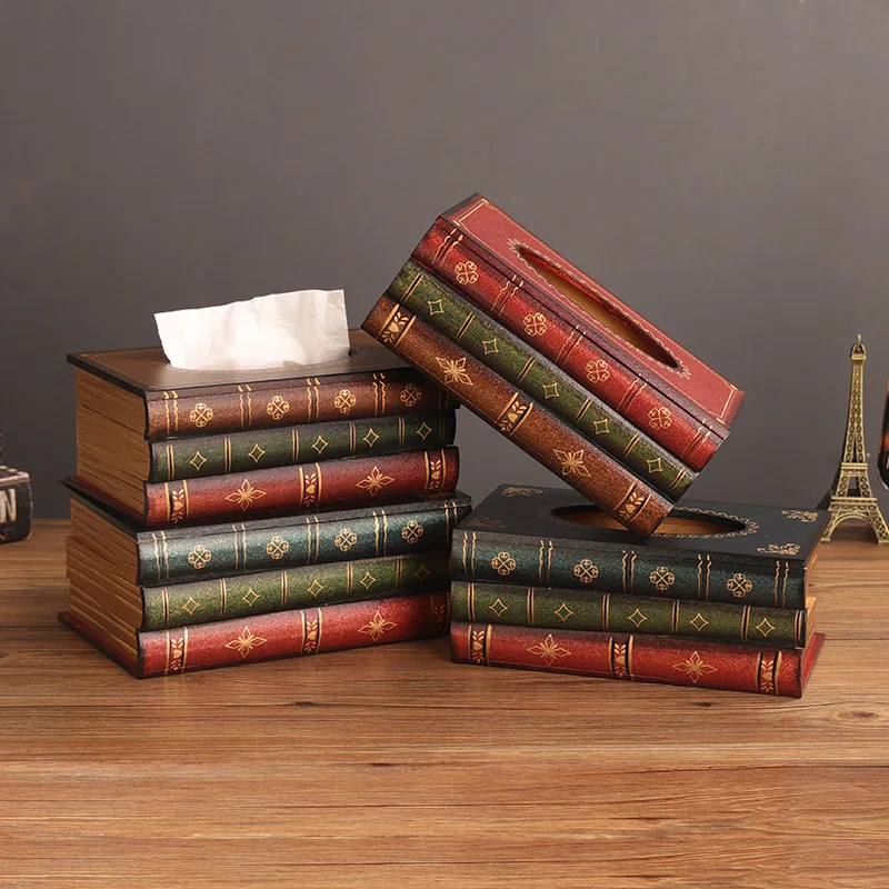 

Retro Imitation Book Tissue Box Home Living Room Bedroom Coffee Table Dining Room Pumping Carton Decoration Fake Book Tissue Box