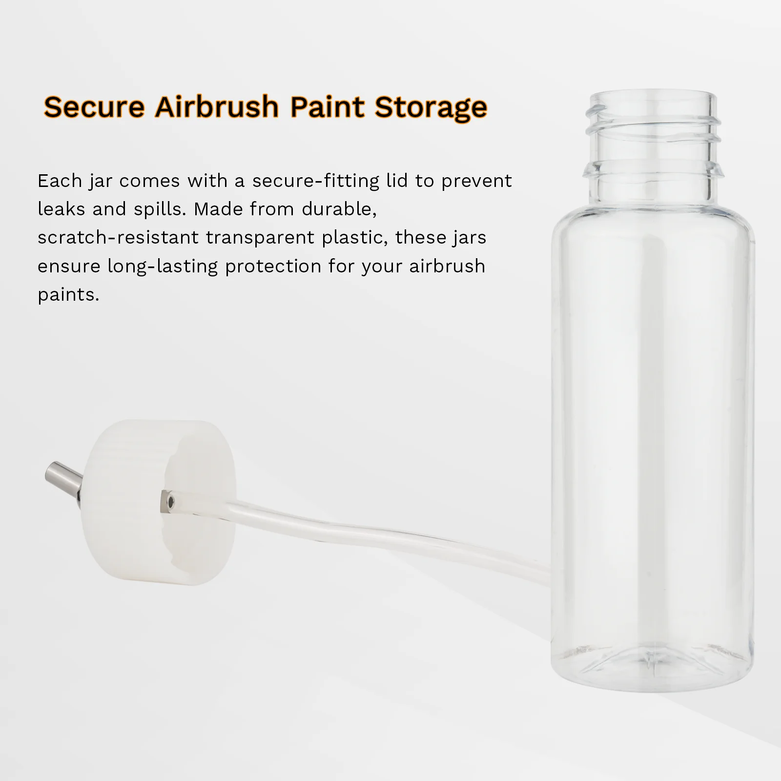 10-Pack 100cc Plastic Airbrush Jar Bottles 30Β° Down Angle Lids Fit Dual-Action Siphon Feed Airbrushes Neoeco, Iwata, Badger