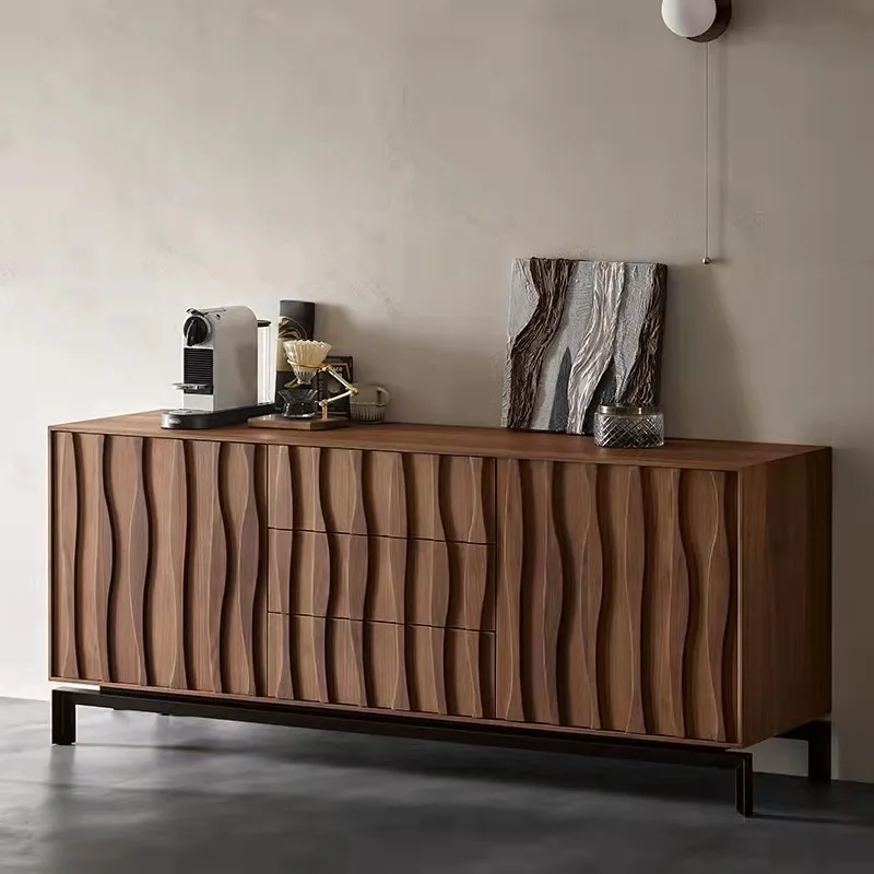 

Modern minimalist bedroom living room solid wood storage sideboard