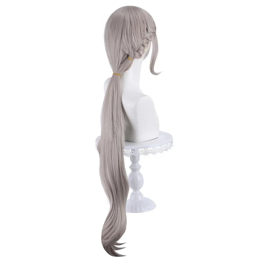 Genshin Impact Fontaine Lynette Wigs Synthetic Long Straight Gray Game Cosplay Hair Wig For Party