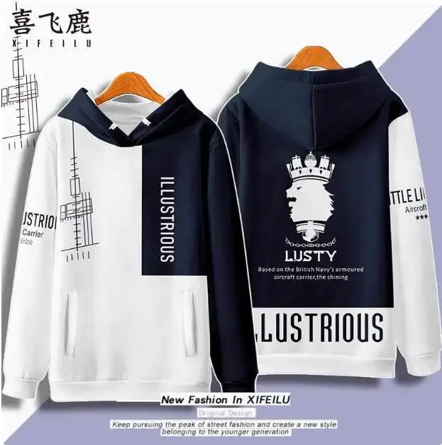 

Anime Azur Lane ILLUSTRIOUS Hooded Hoodie Cosplay Autumn Winter Men Women Coat Loose Jacket Tops anime