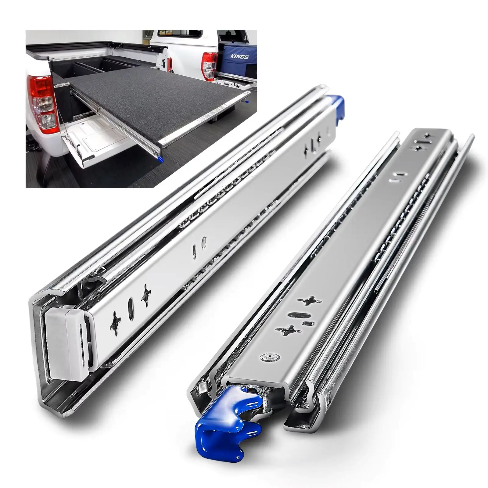 AOLISHENG 1Pair 53MM Locking Heavy Duty Drawer Slides Loading Capacity 260LB Mount Full Extension Ball Bearing Industrial Rails