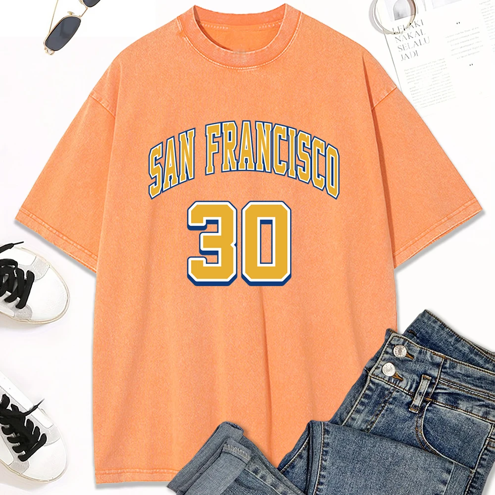 

San Francisco 30, желтая женская потертая футболка с буквенным принтом, хлопковая футболка Y2K, свободные удобные футболки, универсальная уличная одежда
