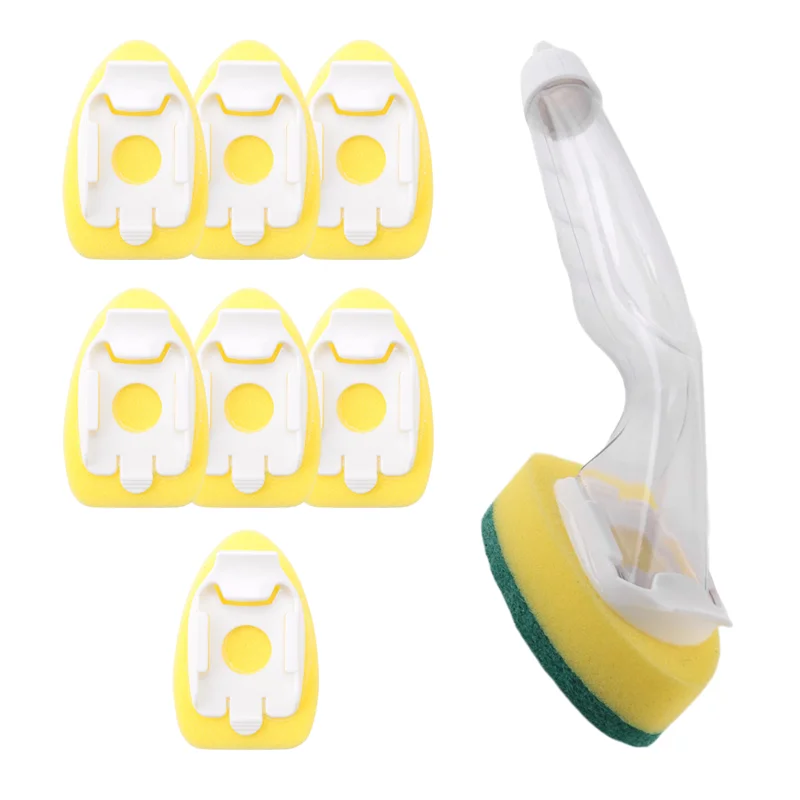 A59E-إسفنجة عصا غسيل الأطباق شديدة التحمل، إسفنجة غسيل الأطباق بمقبض، حوض أطباق غير قابل للخدش وقابل لإعادة الاستخدام (9 قطع)