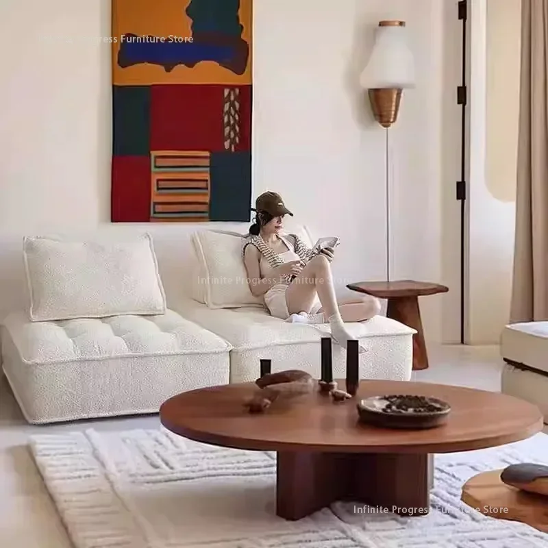 

Nordic Simple Living Room Sofa Beancurd Block Armless Combination Vacuum Compression Cloth Sofa Lazy Recliner Home Furniture