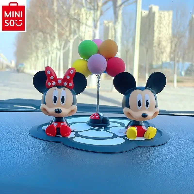 MINISO Disney car interior accessories Mickey Minnie doll ornaments for women, cute cartoon decorations for cars