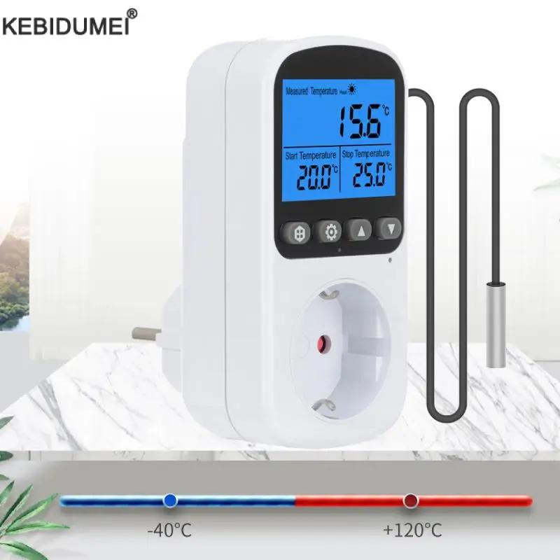 Digital Temperature Controller Socket Outlet EU Plug Thermostat Switch Socket Support Heating Cooling Switch 16A Backlight