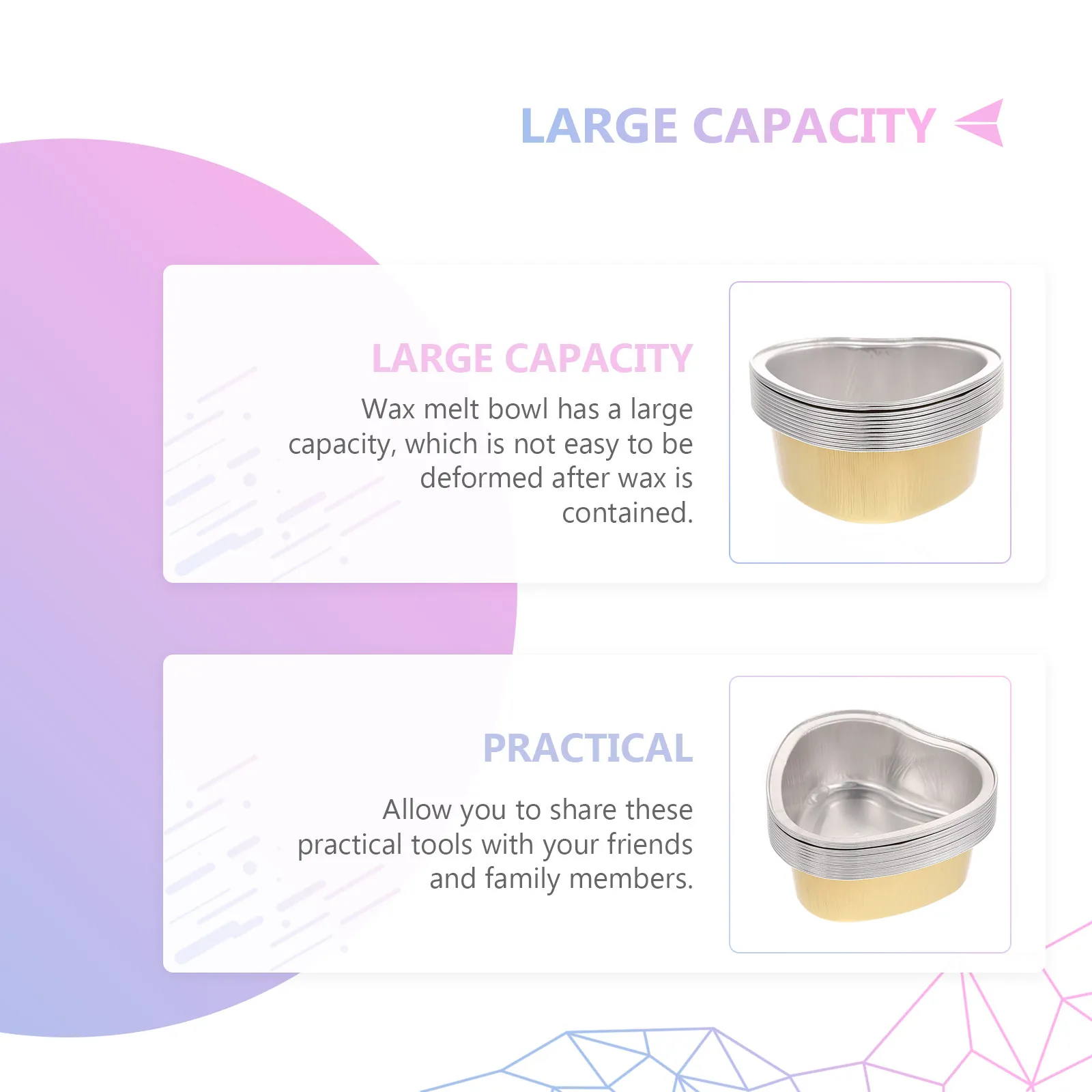 12Pcs Wax Melt Pot Aluminum Foil Bowl Large Capacity Easy Clean for Wax Warmer Oven Hair Removal Waxing Tool DIY Body