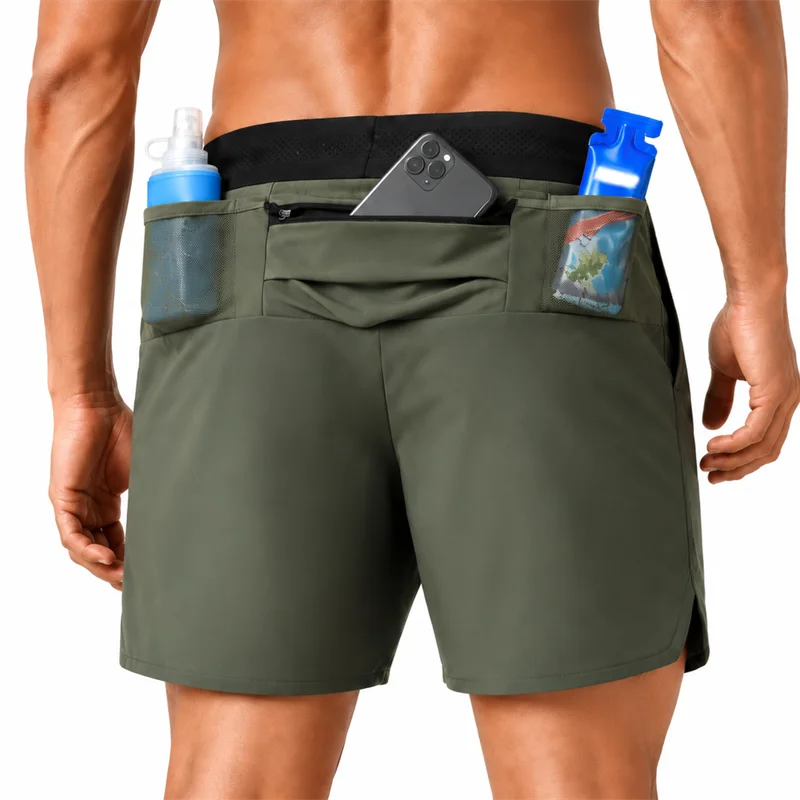 2026 New Men's Shorts Single-Layer Woven Quick Dry Solid Color Running Fitness Sports Casual American Fifth Pants Comfortable