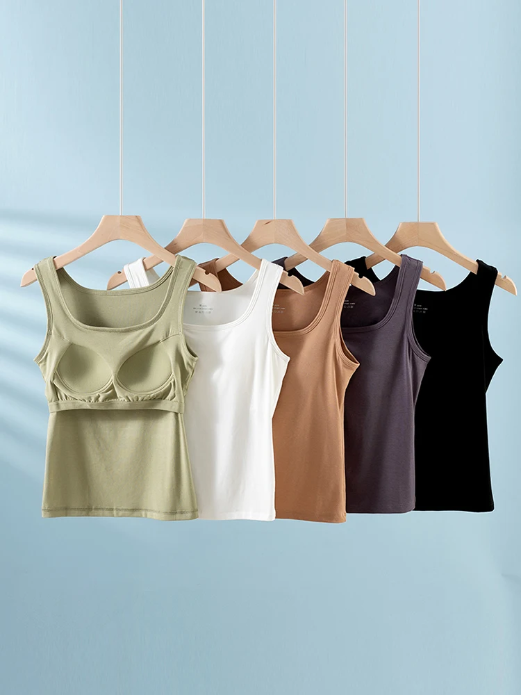 女性用インテイテッドストラップベストトップインナーウェア、胸パッド付きベース、外側ウェアとしても着用可能、美しいブラインテイテッド下着