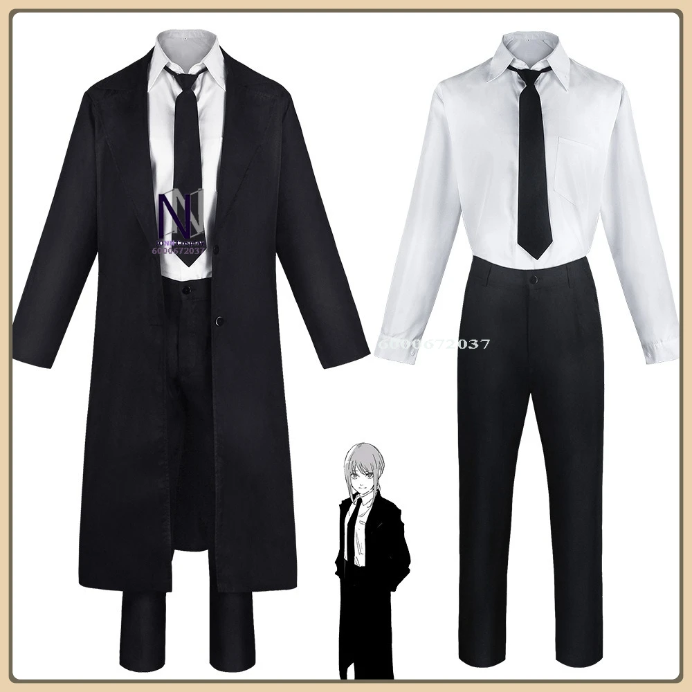 

Makima Cosplay Costume Classic Black Uniform Set + Tie Full Set High Quality Anime Clothes Halloween Comic Con Party Outfit