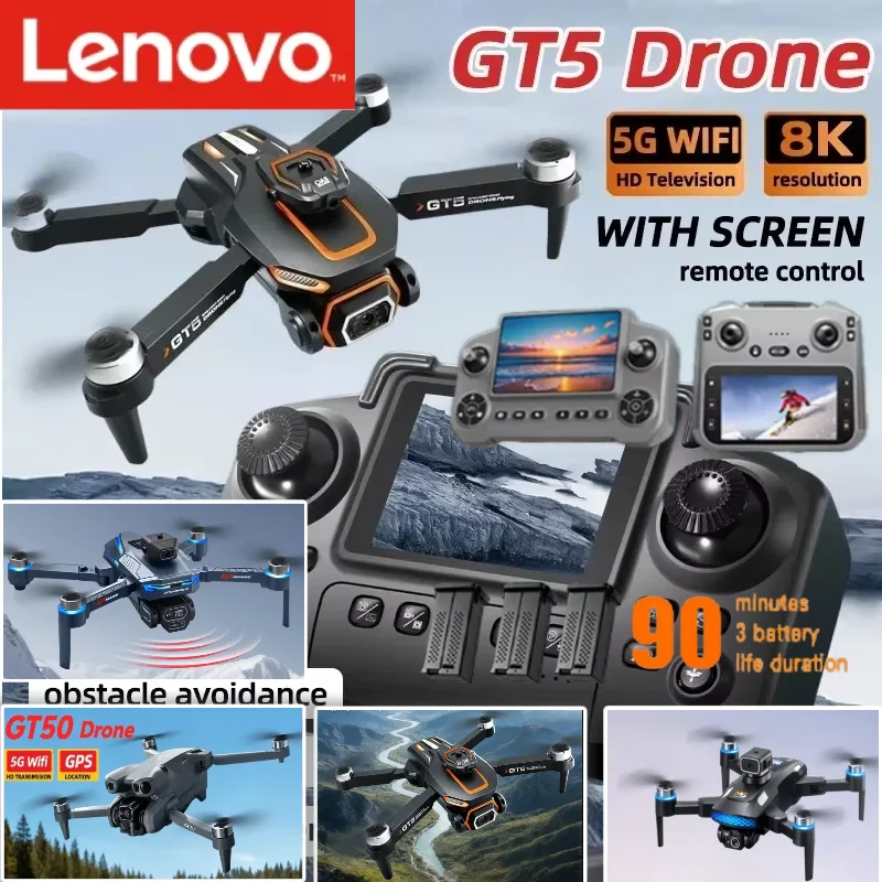 

Дрон-камера Lenovo 8K GT8 GT50 GT5 M6 с Wi-Fi, радиоуправлением, обходом препятствий, двойной FPV, мини-дрон-игрушка