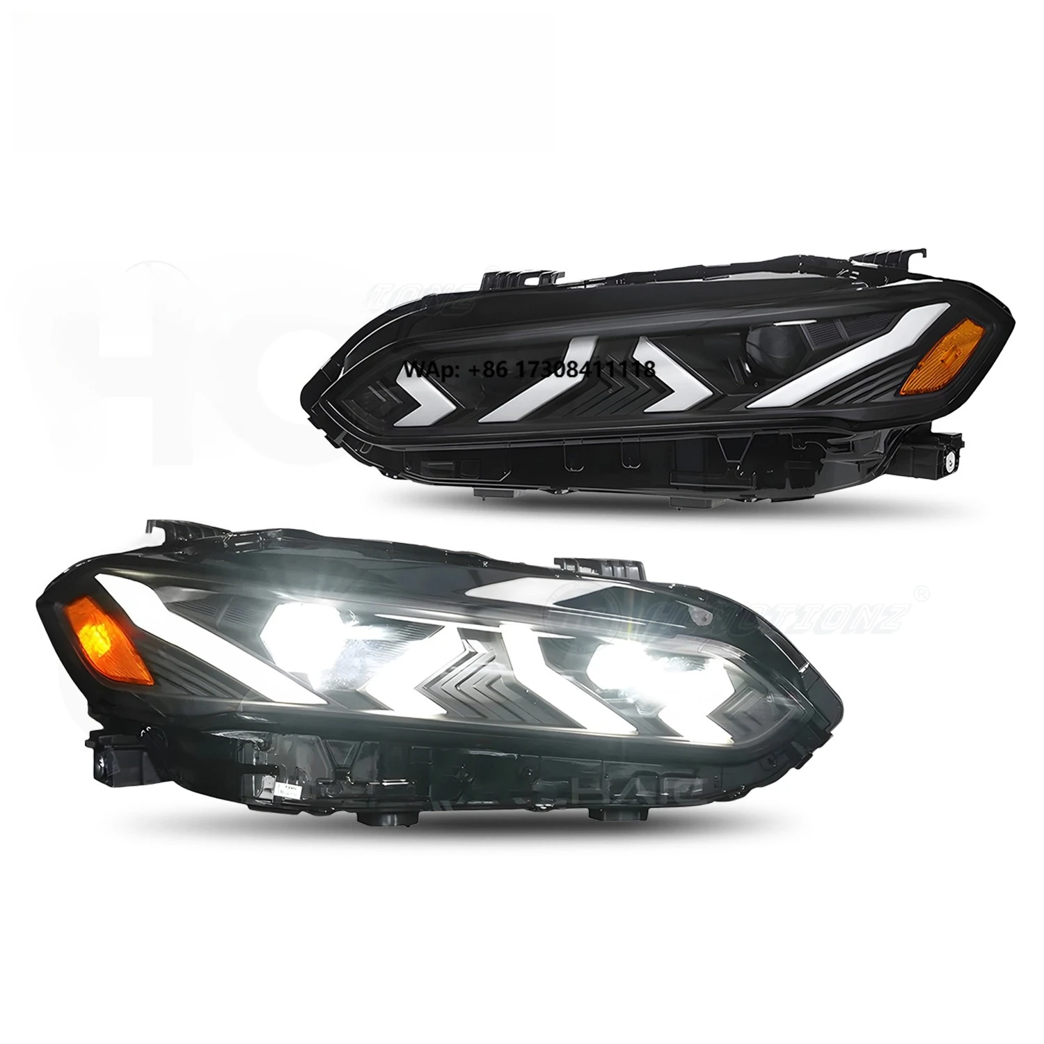 

Светодиодные фары HCMOTIONZ для 11-го поколения (2022-2025) с синей дневной ходовой оптикой и анимацией запуска, комплект передних фар