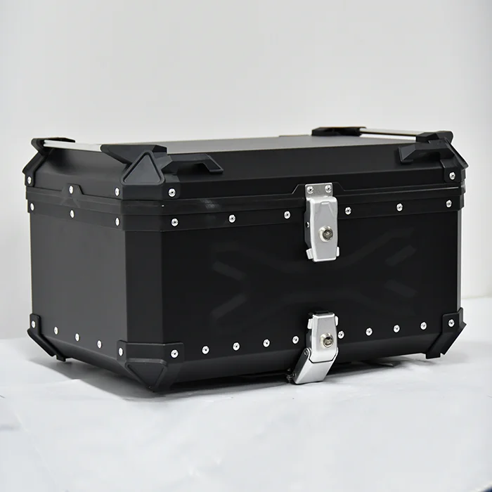 Coocase 65L أسود X تصميم دراجة نارية مربع خلفي سبائك الألومنيوم العلوي صندوق صلب علوي الناقل حالة دراجة نارية الملحقات