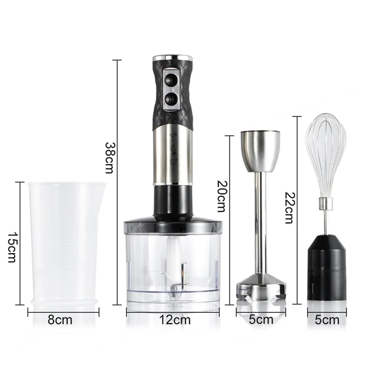ABYA Immersion Blender Handheld, 4 in 1 Hand Blender, Stainless Steel Stick,Emulsion Blender with Chopper, EU Plug