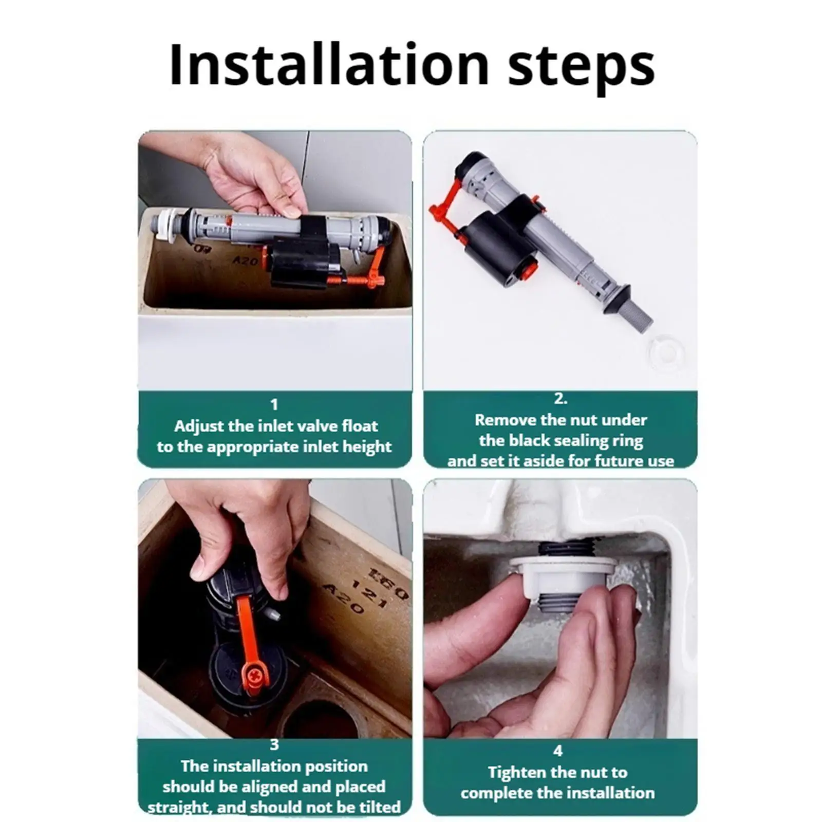 Toilet Tank Fill Valve Height Adjustable Easy Installation Water Inlet Valve Anti Siphon Backflow for Shop Home Farmhouse