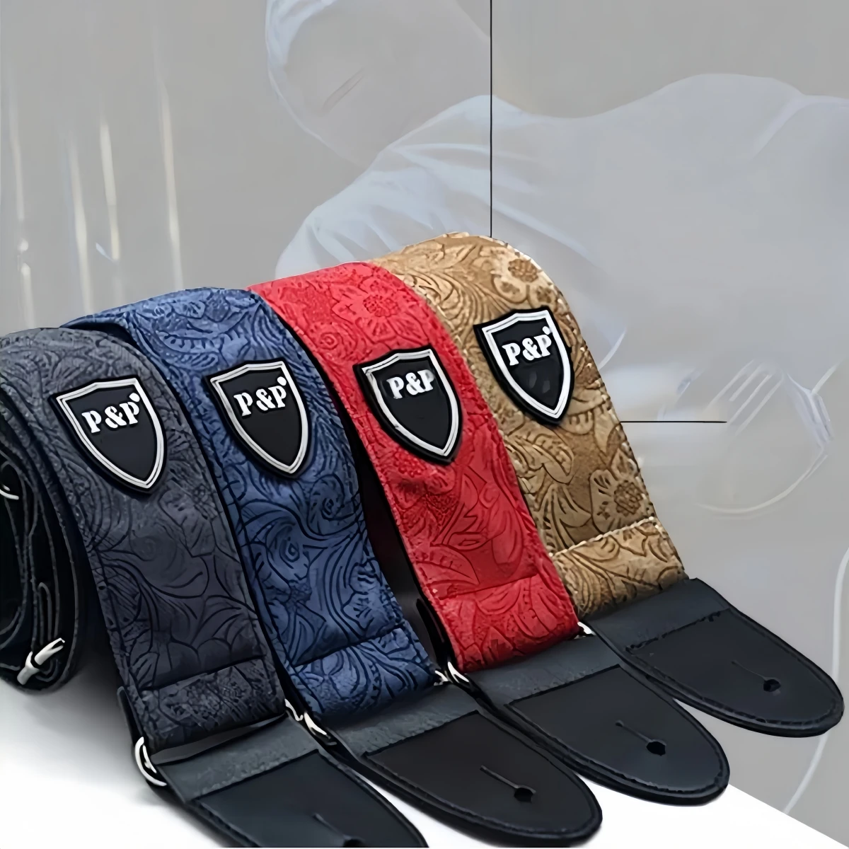 Correia de Guitarra P&P em Algodão Denim Reforçado, Design Ajustável e Ampliado para Acessórios de Guitarra Elétrica, Baixo e Ukulele