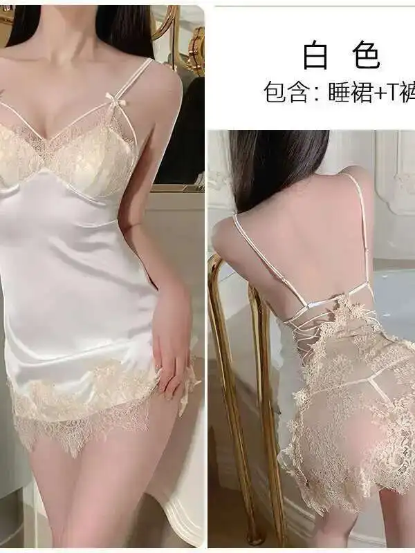 Backless Sexy Square Neck Bow Lace Splicing Mesh Sheer Sling Dress Women's Cinching Waist Slim Wrap Hip Short Dress Sweet G18U