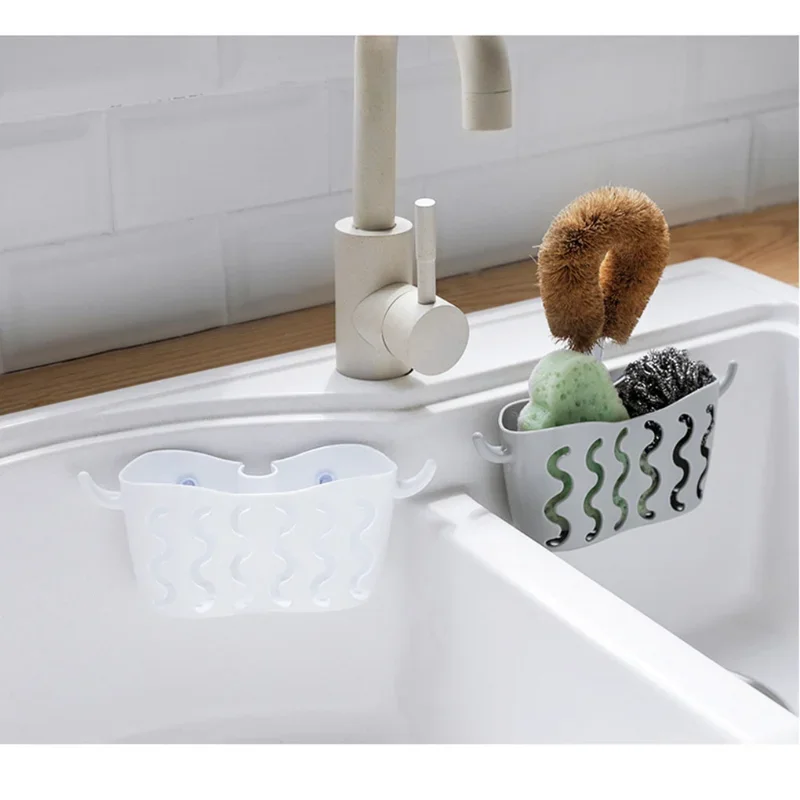 Bathroom Shelf Organizer Kithchen Sink Wall Suction Corner Storage Holder Shelves Punch-Free Strainer Storage Holder Basket 1pc