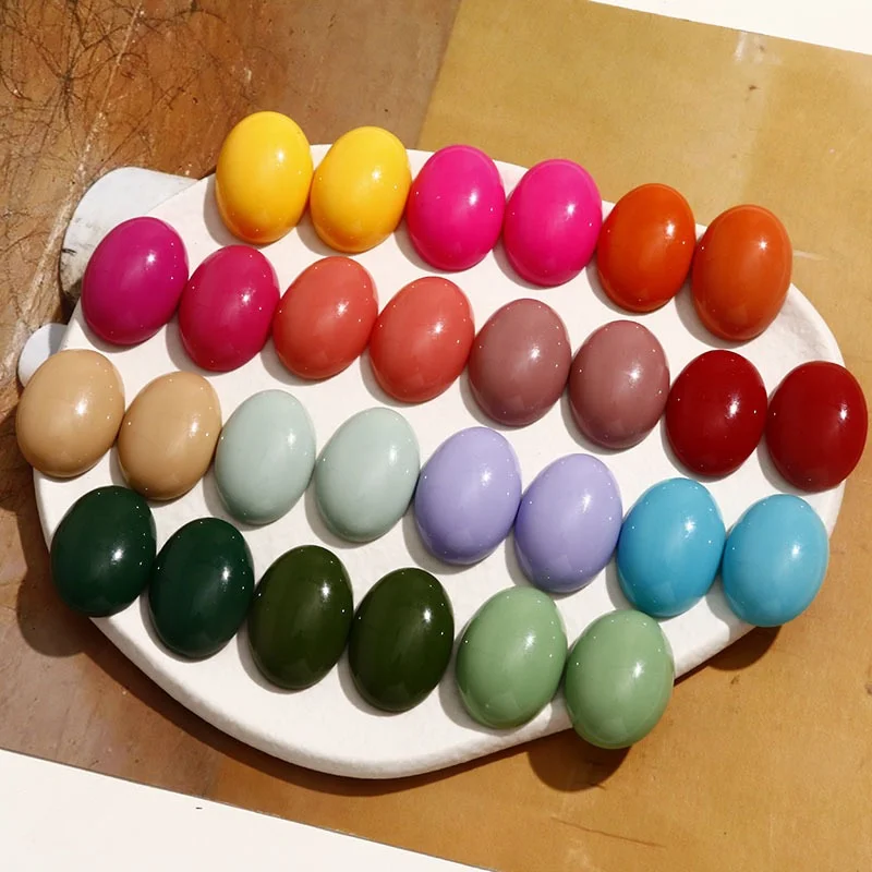 

Newest 50pcs/lot color print geometry ovals shape resin cabochon beads diy jewelry garment hair accessory