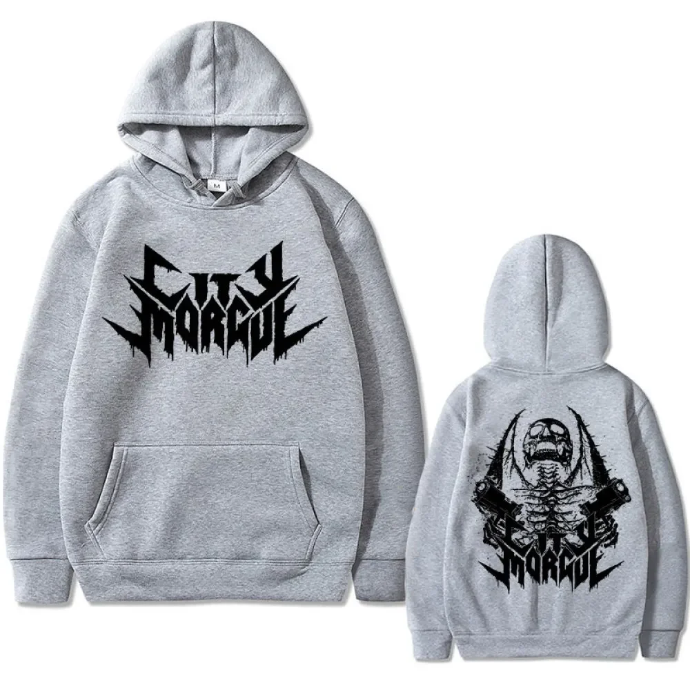 Rapper Zillakami Sosmula City Morgue Double Sided Print Hoodie Skeleton Graphic Sweatshirt Men Women Oversized Hip Hop Hoodies