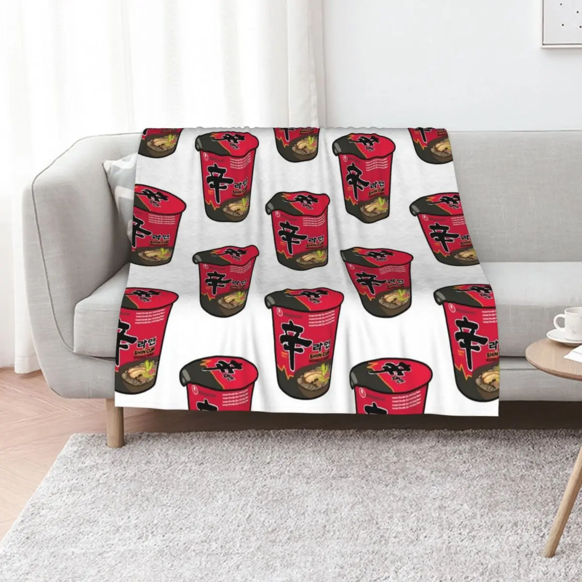 

Shin Ramen Cup Throw Blanket Camping Flannels Retros Thermals For Travel Blankets