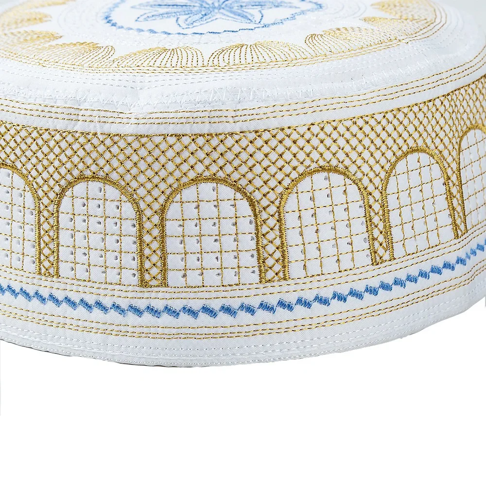 Muslim Men Prayer Caps Cotton Embroidery Leisure Saudi Arabia Islamic Hat Men's Headscarf Clothing Top Kippot Turban Cap