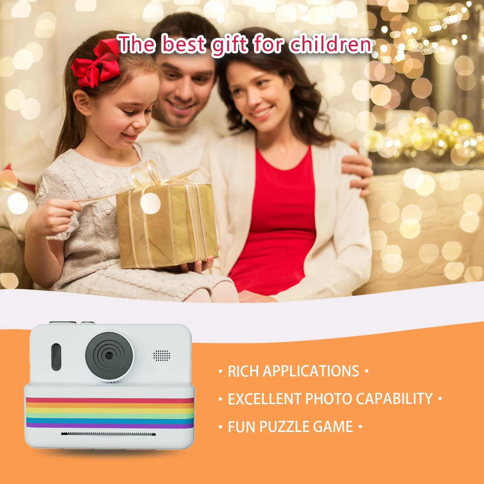 2.8 Inch Screen Kids Instant Cameras for 3-16 Year Old Christmas Birthday Gifts for Girls Boys, , Portable Toddler Travel Toy