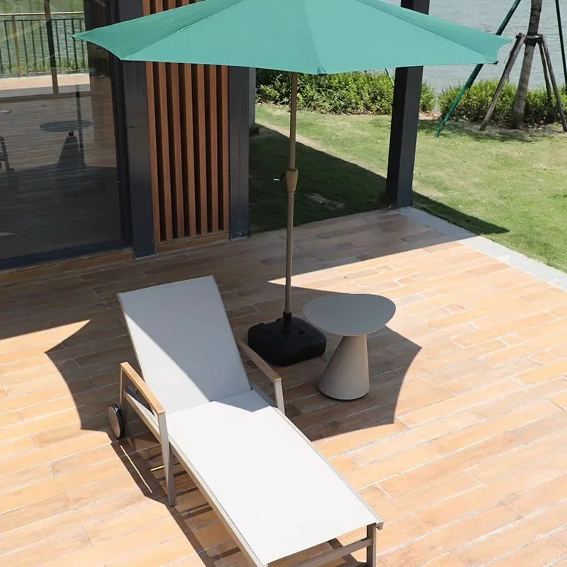 Waterproof Aluminum Sun Loungers for Outdoor Use for Beach Swimming Pools Featuring Reclining Bed  Table Designed for Sun