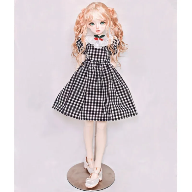30cm 1/6 BJD Doll Clothes Accessorie Fashion Checkered Skirt Girl Princess Dress For OB22 OB24 Blythe Azone Doll Dress Up Clothe