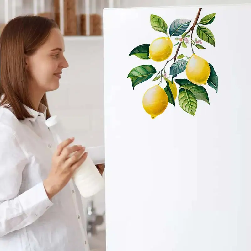 Fresh Lemon Apple Leisure Pastoral Style Home Wall Stickers Waterproof Refrigerator Decals Home Decor Decals  S393