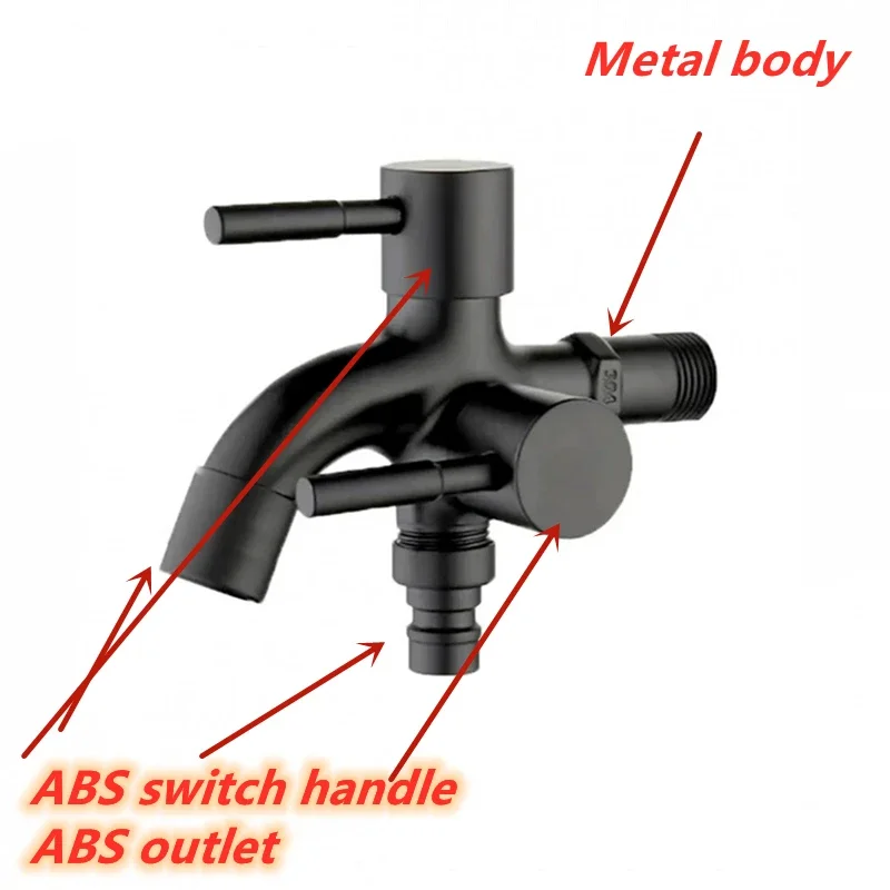 1/2" Double Outlet Faucet for Washing Machine Dual Control Water Tap One in Two out Bidet Faucet Bathroom Sink Fitting