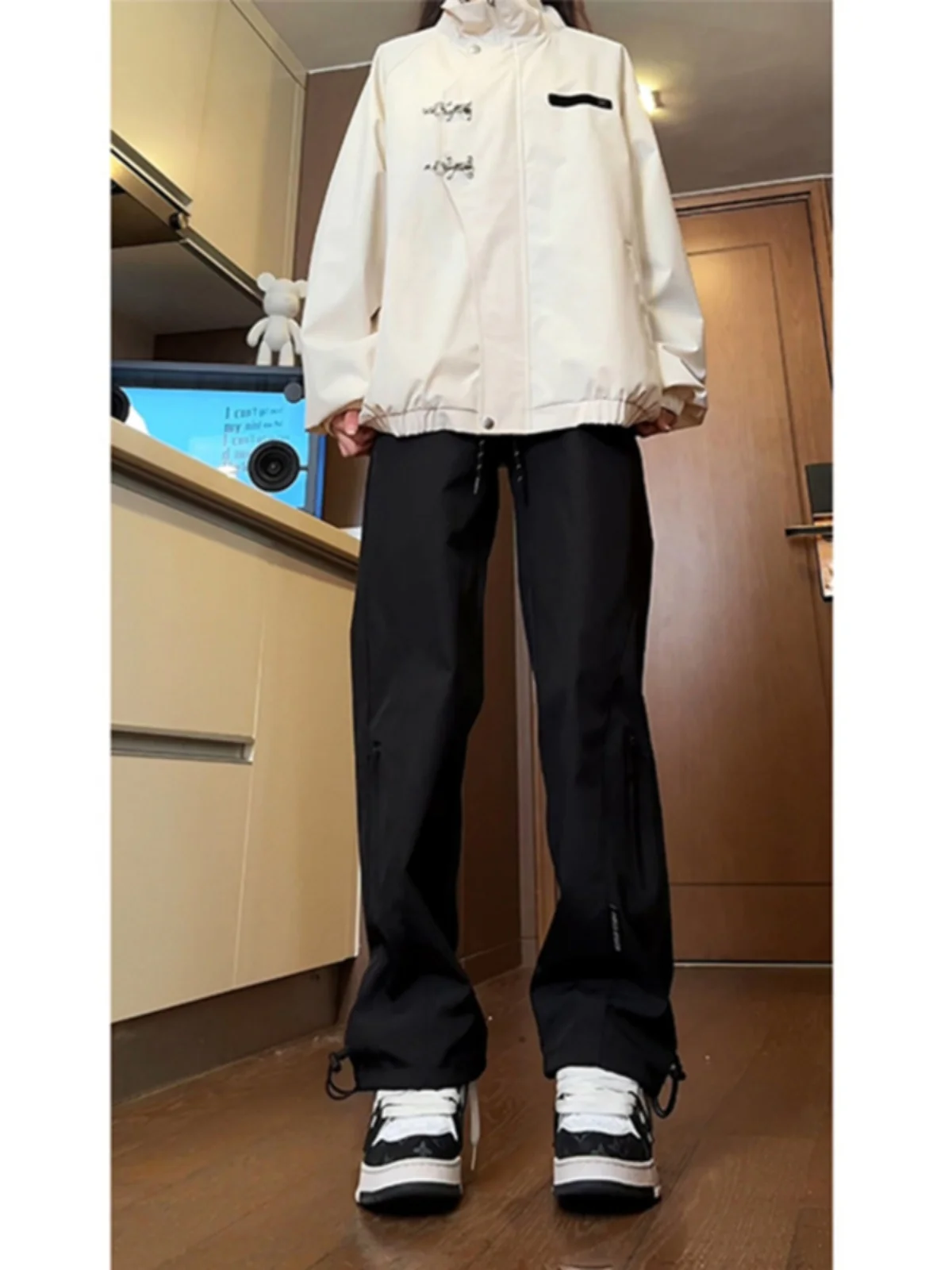 

Men's Pure Bla American Sle Functional Fce Lined Thi Waterproof Straight Leg Workwear Trousers Outdoor Hiking Pants