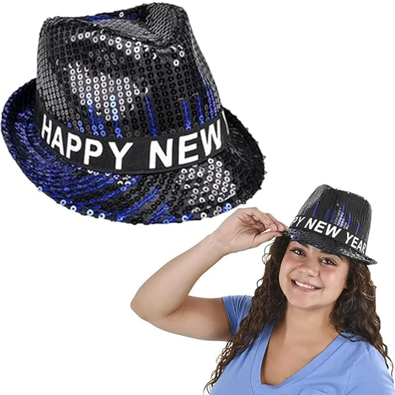 Funny Bucket Hat for 2025 New Year Party Unisex Shiny Top Hat Stage Modern Dance Hip Hop Accessories Hat