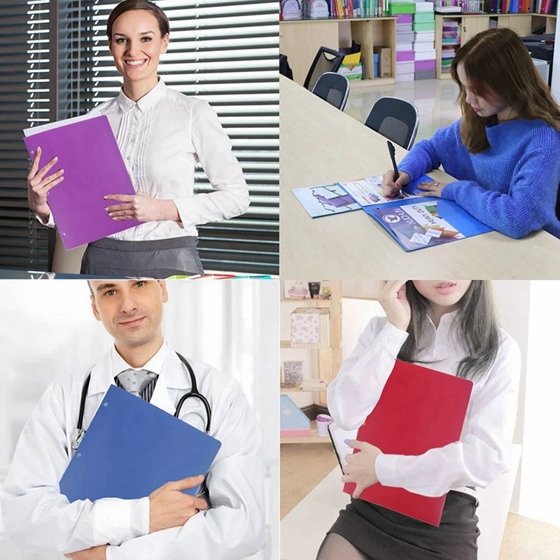 مجلدات بلاستيكية متينة مع جيوب ، مجلد جيب 2 و 3 فتحات ، مجلدات ملفات ، 36 عبوة ، 6 ألوان