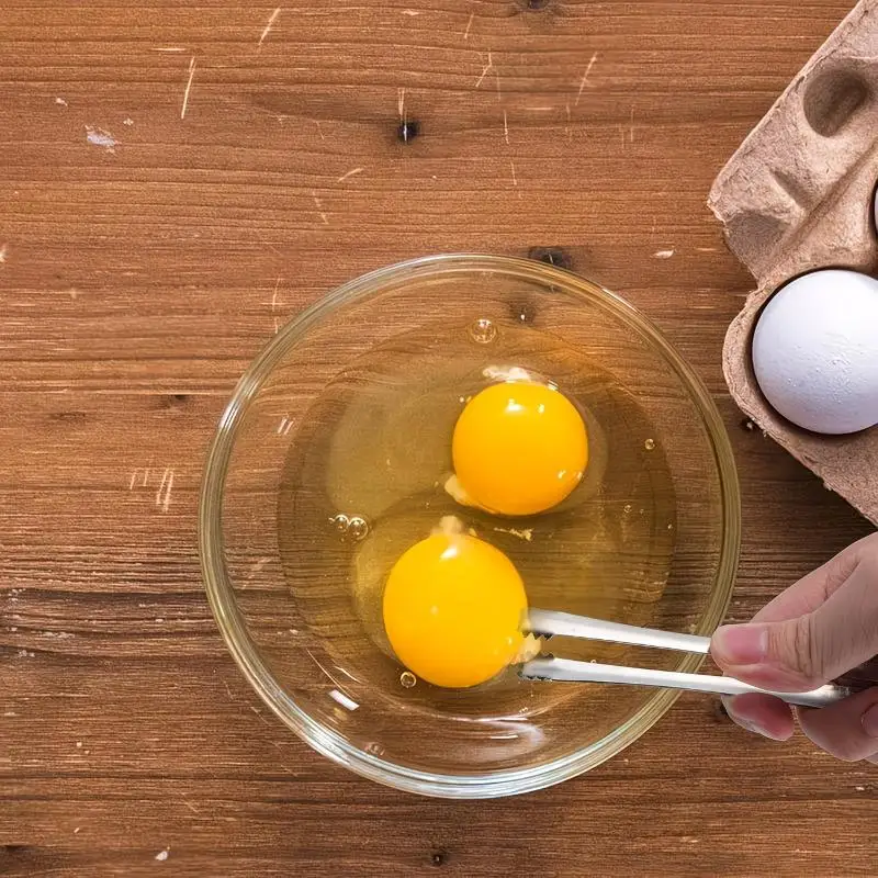 【CC】Eggs Chalaza Remover Eggshell Fragment Removal Stainless Steel Egg Tongs Home Kitchen Cooking Boiling Eggs Separating Yolk