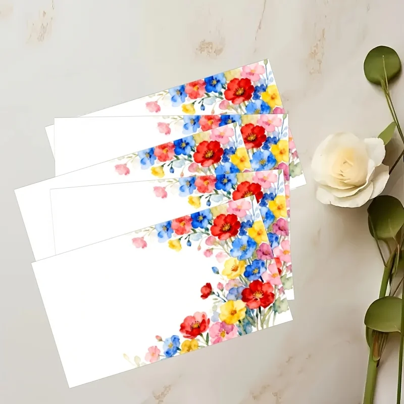 60pcs Floral Design Office Cards, Fashion Enterprise Thank-you Cards, Used for Valentine's Day, Weddings and Other Holidays