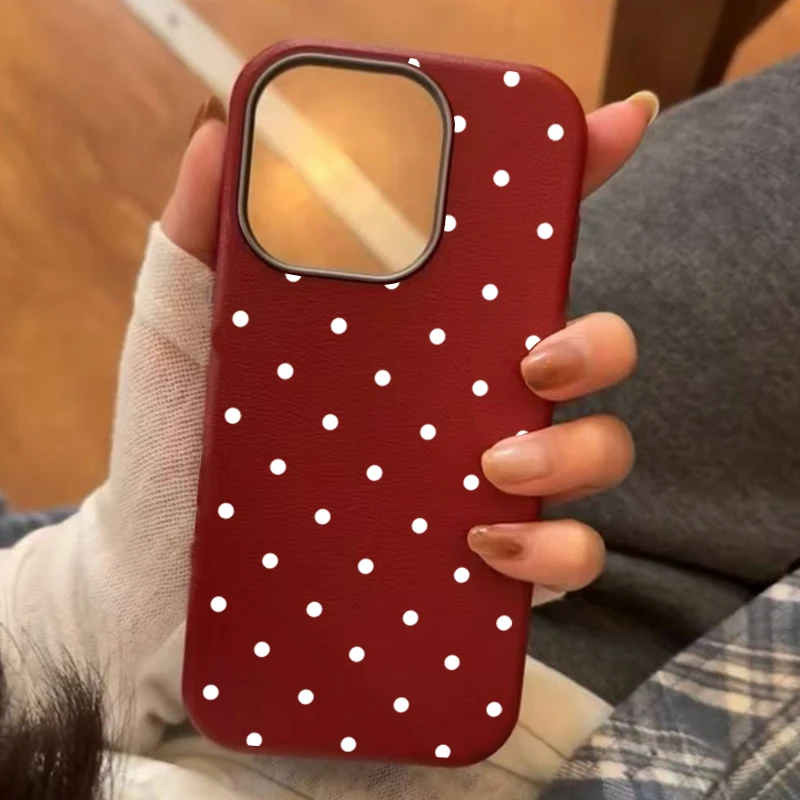

Vintage Polka Dot Print Phone Case For iPhone 17 Air 16 15 14 13 12 11 Pro Max 16E XS XR SE2 7 8 Plus SE2 SE3 Shockproof Cover